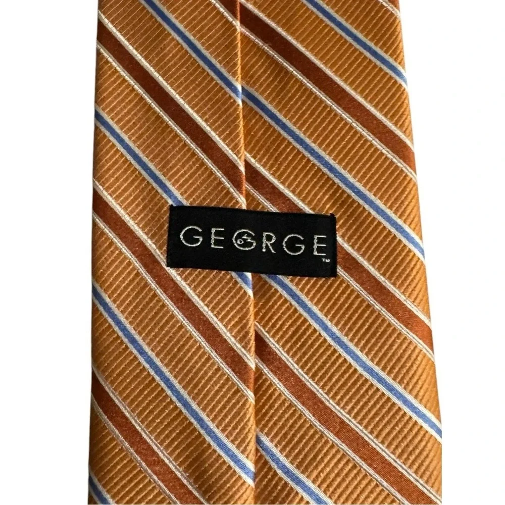 Mens Silk Striped Neck Tie Luxe Old Money Quiet Luxury Preppy Orange Wedding